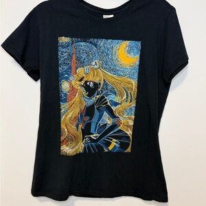 ✨ Sailor Moon Starry Night Graphic Tee – Anime Fan Art Top